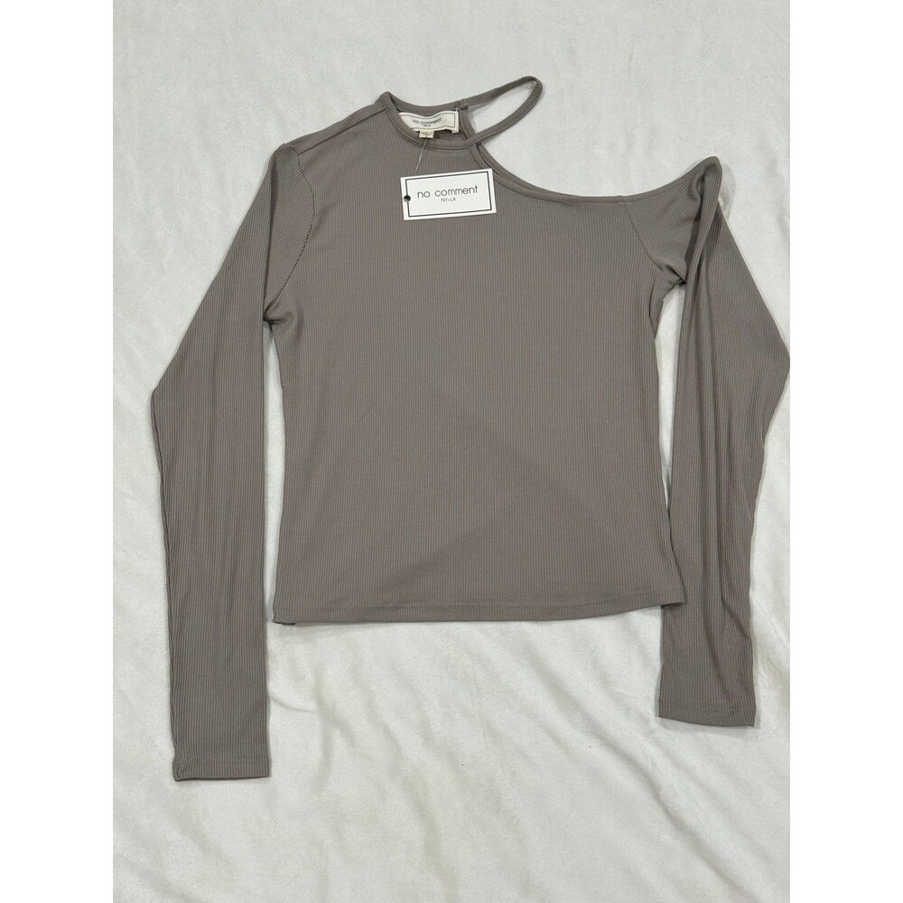 Asymmetrical brown top with cutout.